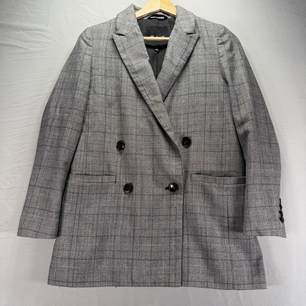 Madewell Blazer Womens 2XS Glen Check Double Breasted Wool Office Career